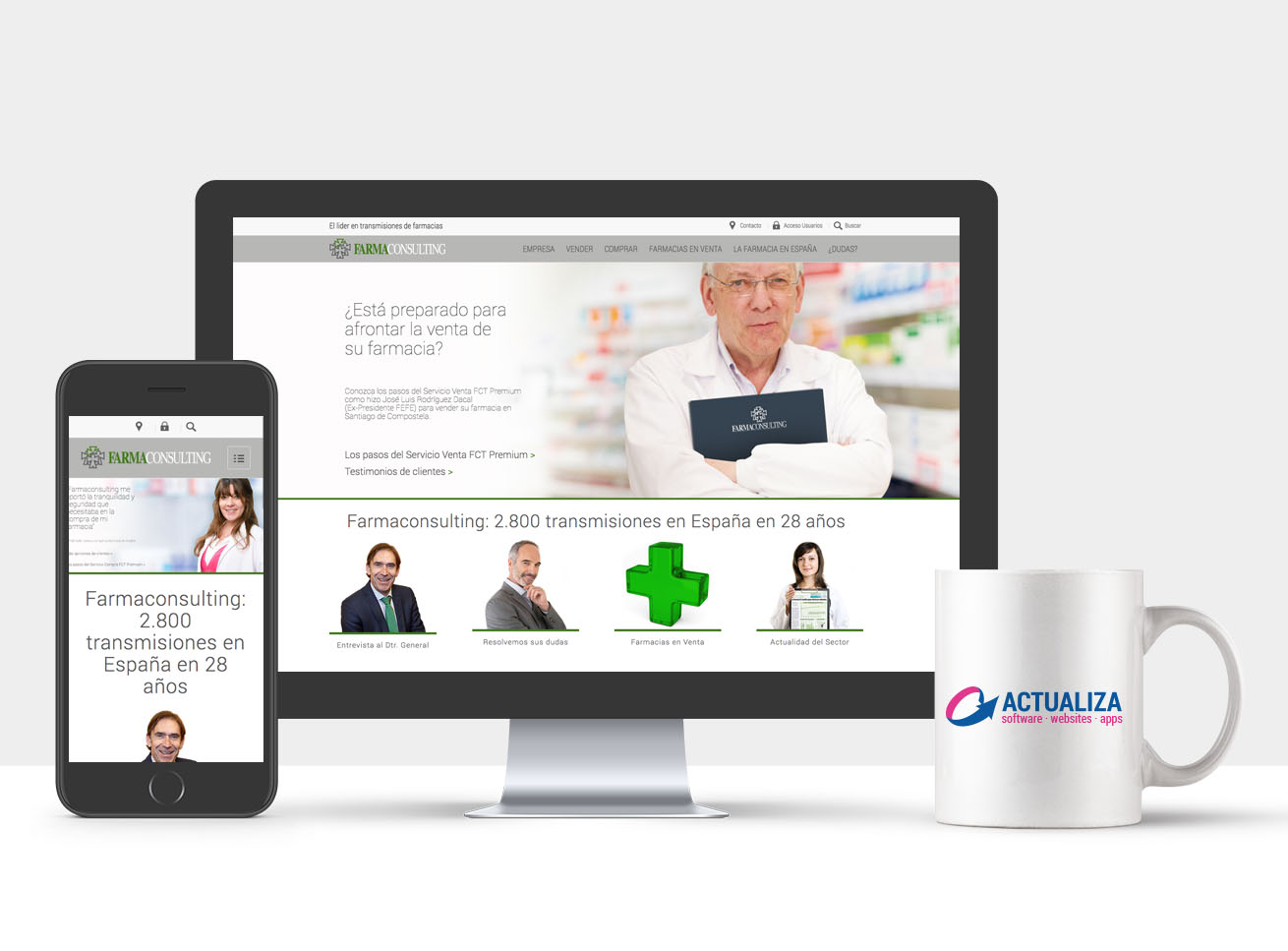 Página web corporativa integrada con ERP y CRM para Farmaconsulting